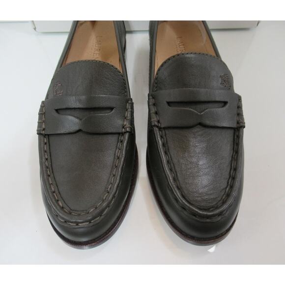 Women's LAUREN Ralph Lauren Wynnie Leather Penny Loafer Olive Green - Picture 5 of 11